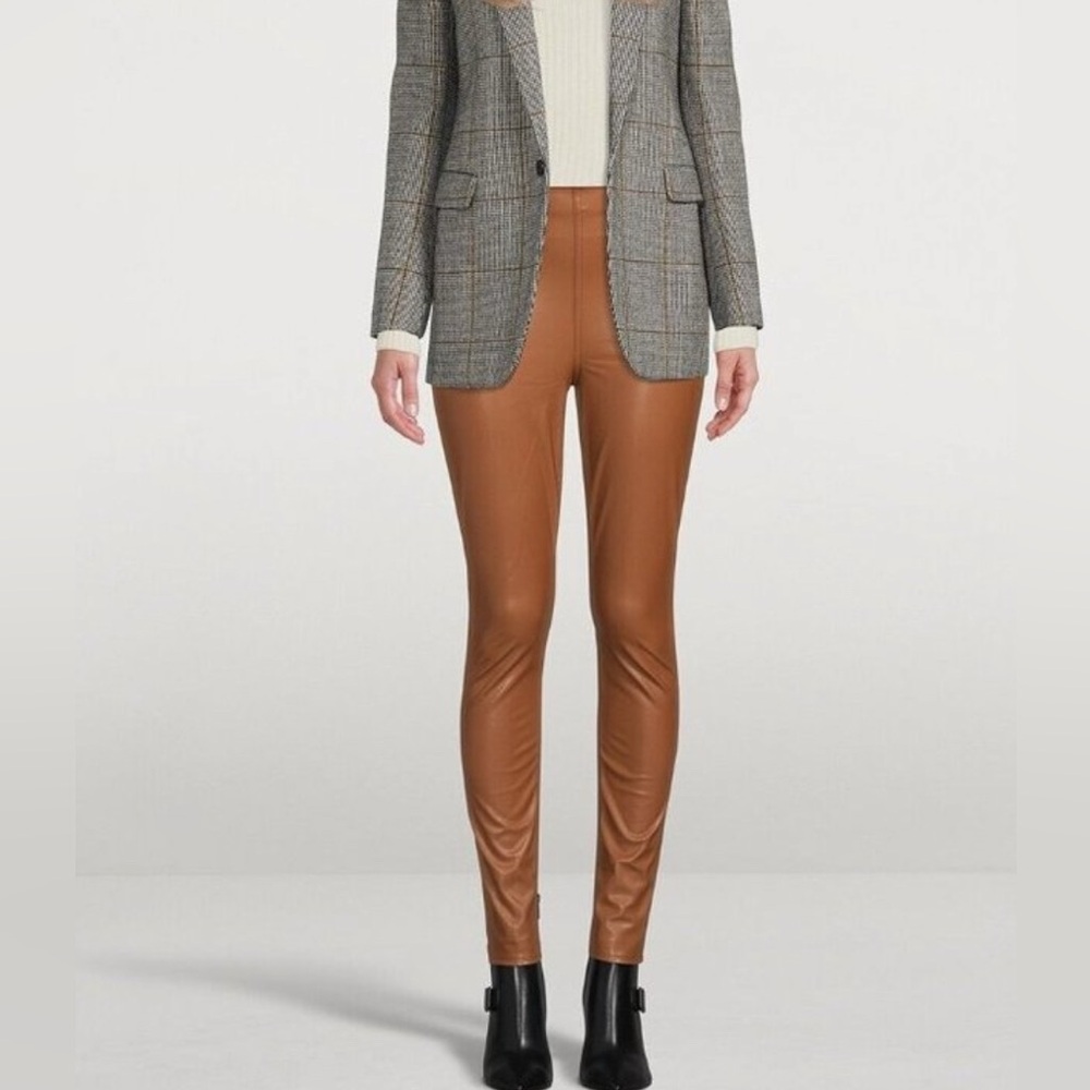 Rag & Bone Nina Faux Leather Pull On Pants Leggings Tan Size Large